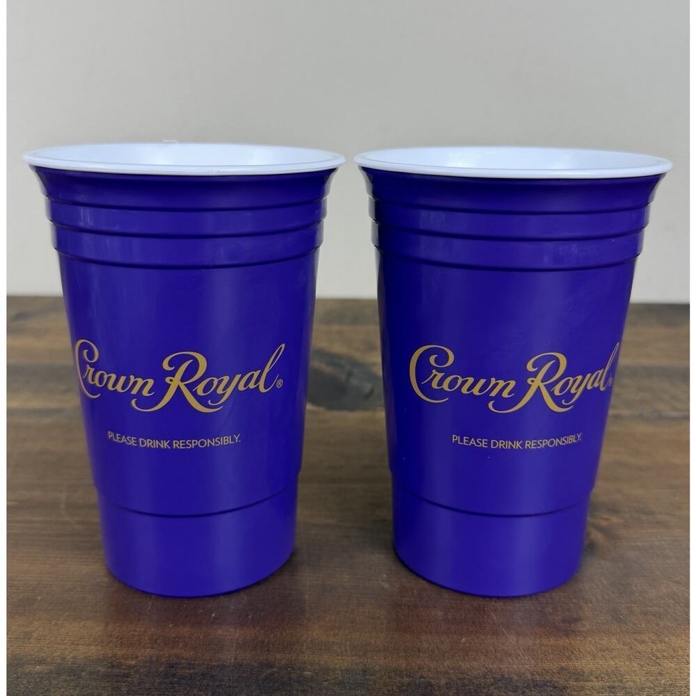 2pk Purple Crown Royal Hard Plastic Reusable Double Walled Solo Style Cups
